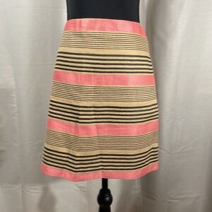 LOFT Pink tan and Black Striped skirt